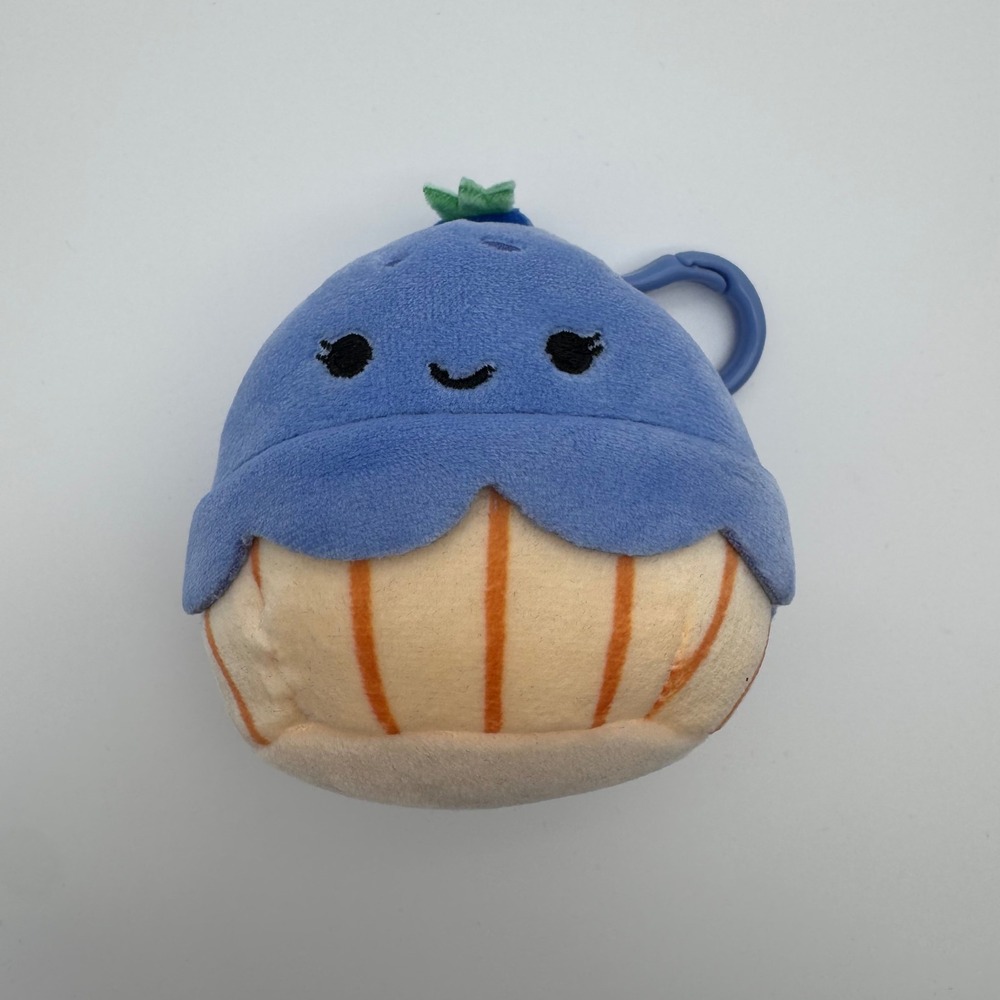 Squishmallows Blueberry Muffin Plush‎ Clip On 3.5 Inch Blue Tan Foodie Keychain